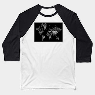 Black Lives Matter World Map Typography - Black Baseball T-Shirt